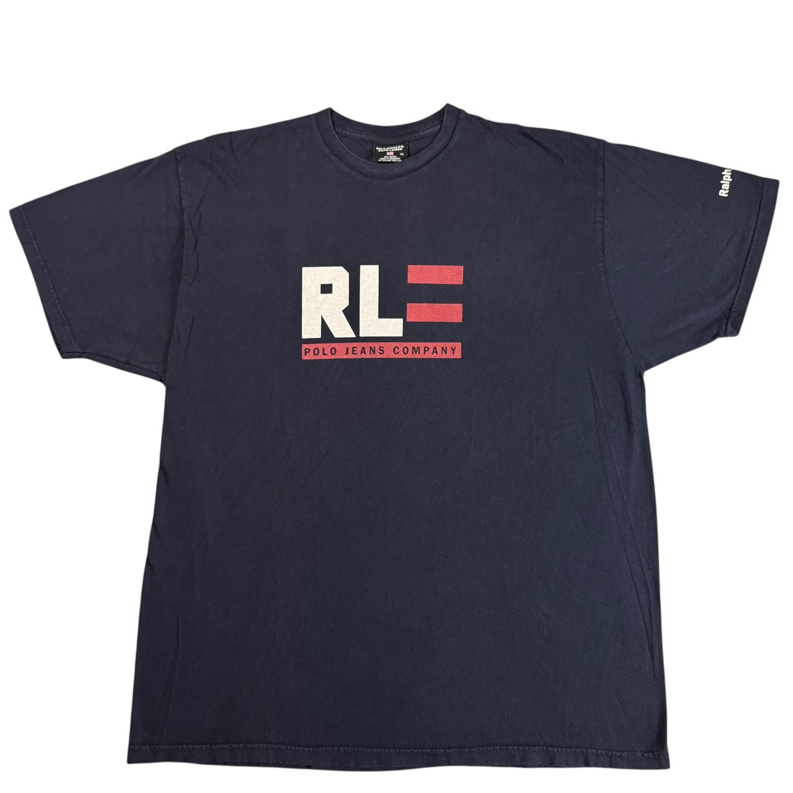 Vintage Polo Jeans Co Ralph Lauren Shirt Mens L Blue Rl Logo Graphic T-Shirt Y2k